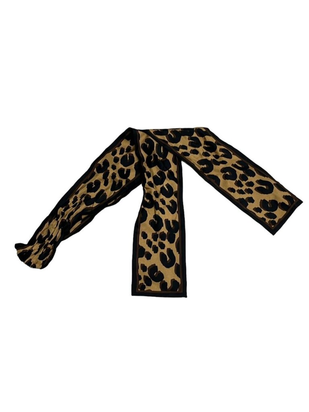 Louis Vuitton Scarf Bandeau Leopard Beige Black Dark Brown Ribbon